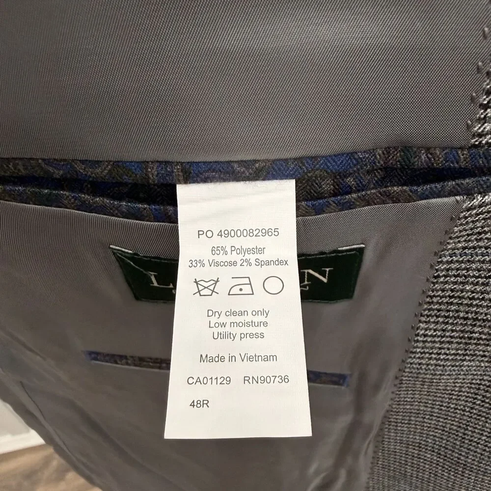 Lauren Ralph Lauren 48R Gray Houndstooth 2-Button Single-Vent Sports Coat